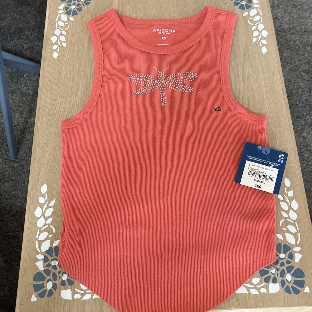 Arizona Coral‎ Dragonfly Tank top petite size extra small